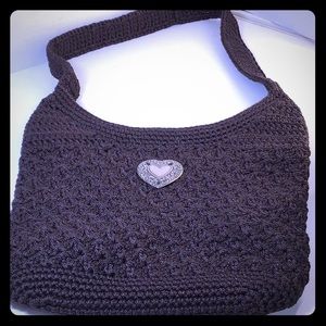 Invida Vintage Crochet handbag with silver heart .